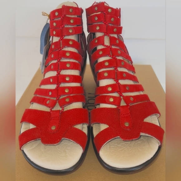 NWT Jambu Red Strappy Shoes "Sugar" Size 9.5 Wide Comfort Wedge Sandals LOOK ❤️ - Picture 2 of 6